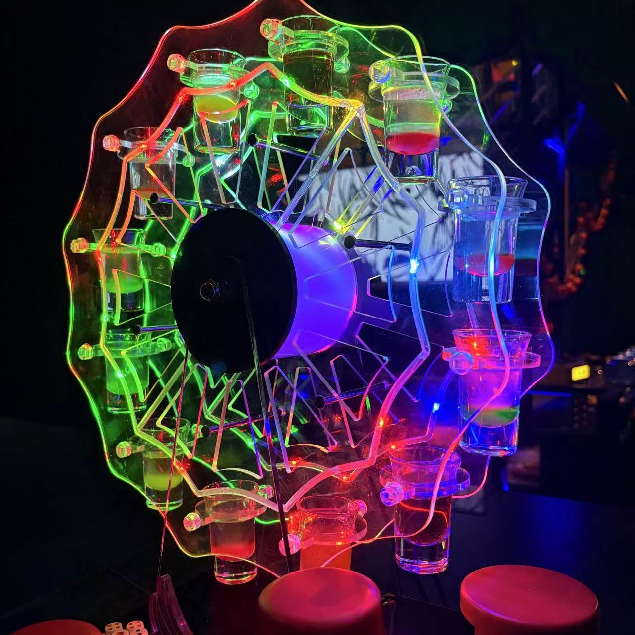 Amazon｜自動回転式 テキーラ観覧車｜LED7色ライト付き｜12杯収納